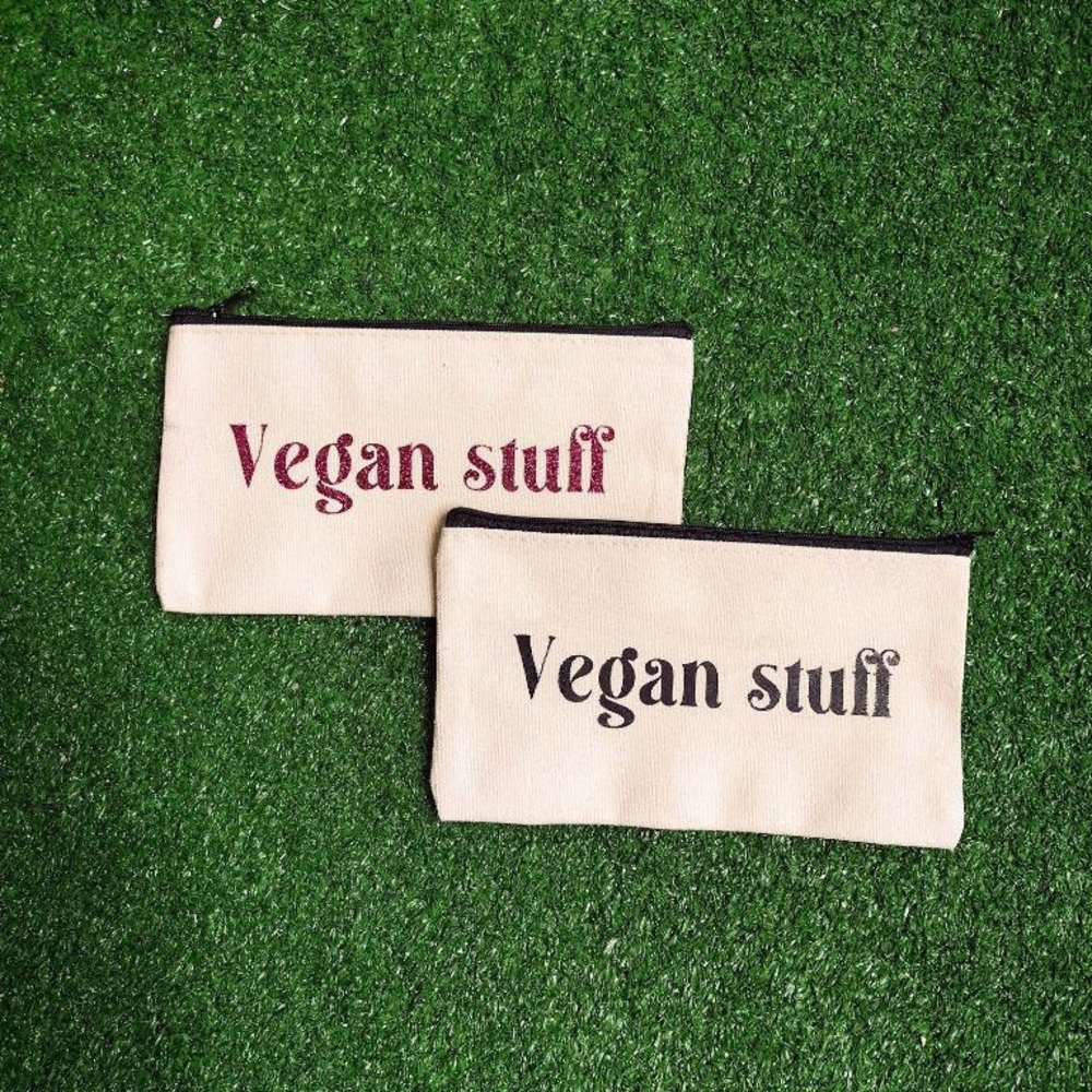 Vegan glitter font pouch